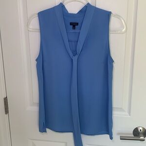 Talbots Blue Sleeveless Blouse with Tie Neck size xs